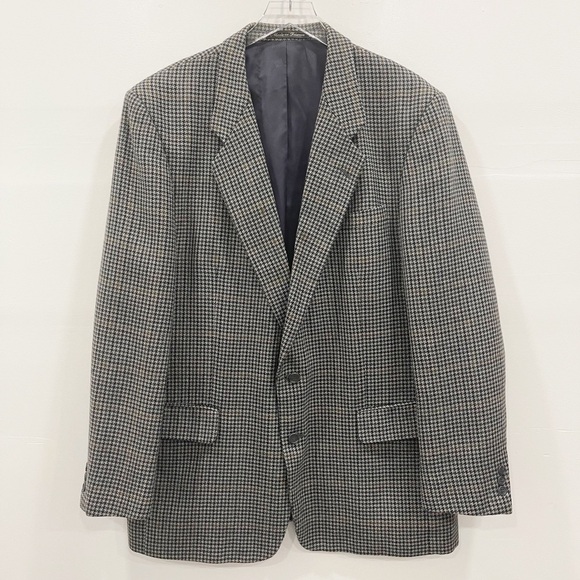 Pierre Balmain Wool Single Breasted Houndstooth Blazer Jacket 46 Long